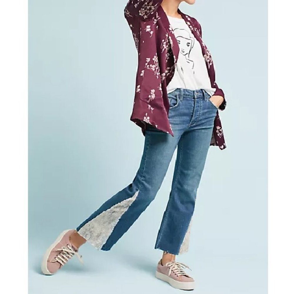 Anthropologie Pilcro & The Letterpress Sequin Denim Flare Jeans Hippie Boho